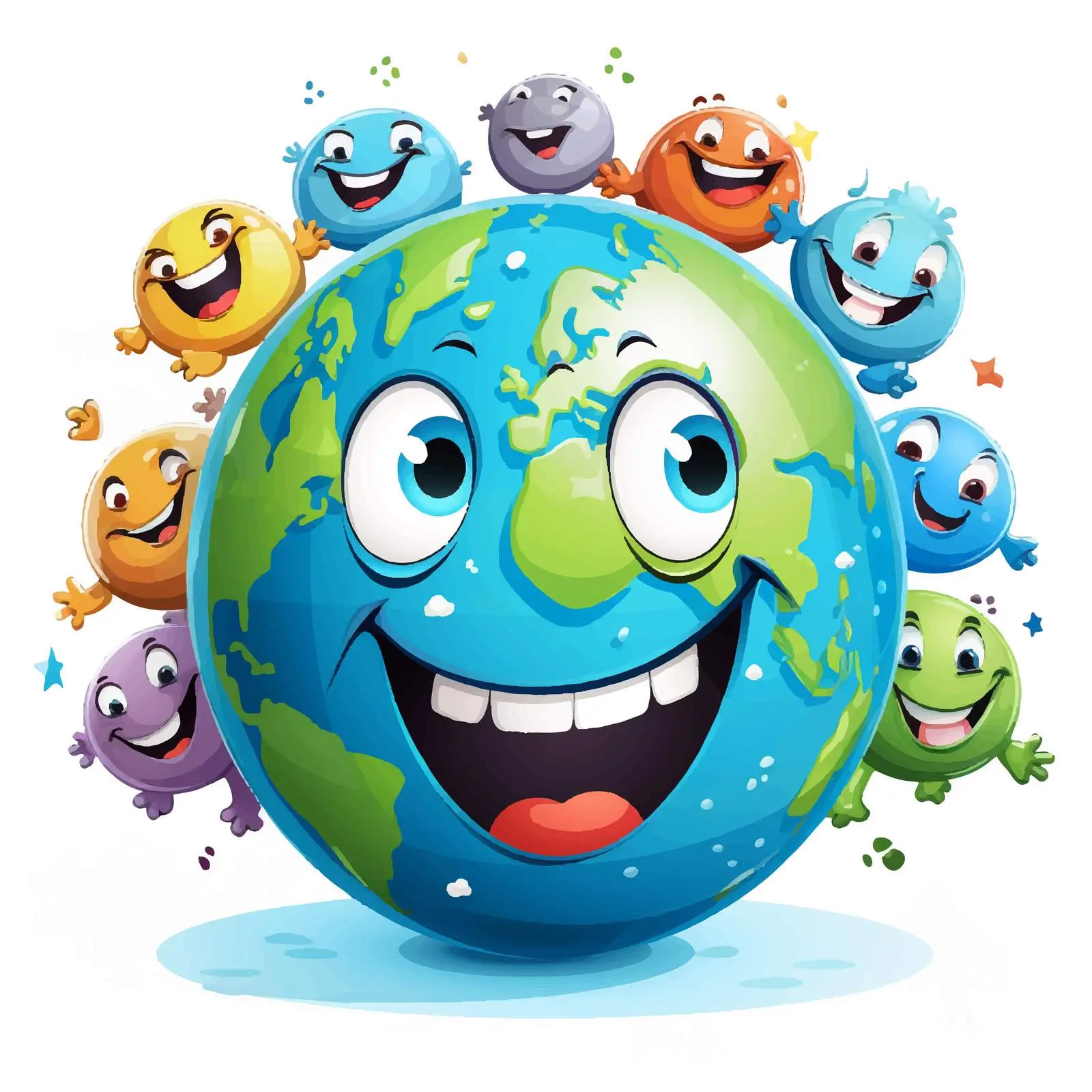 Cartoon Characters on Earth Globe Illustration — free download from Dotvec