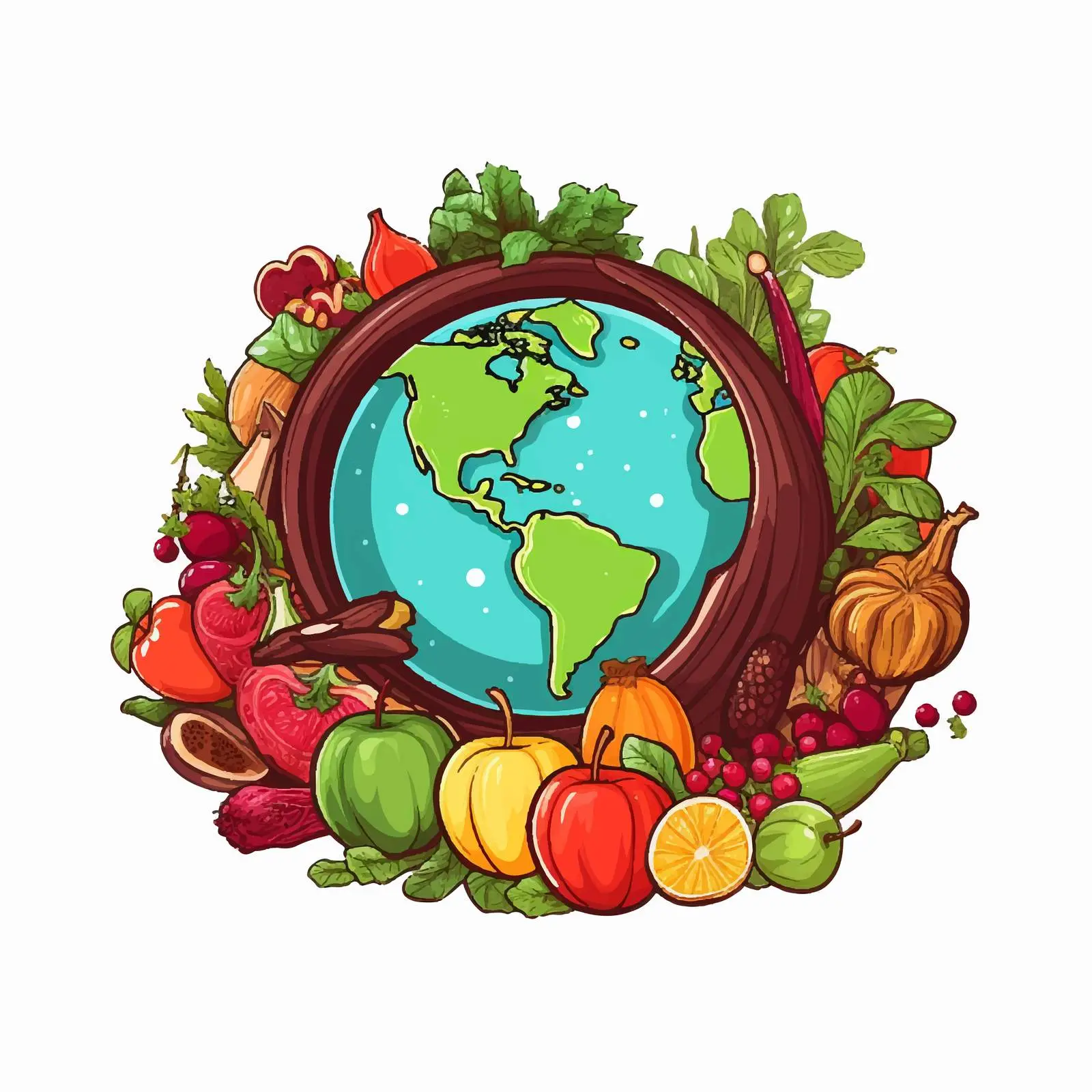 Earth Planet with Healthy Food Cartoon Vector — free download from Dotvec