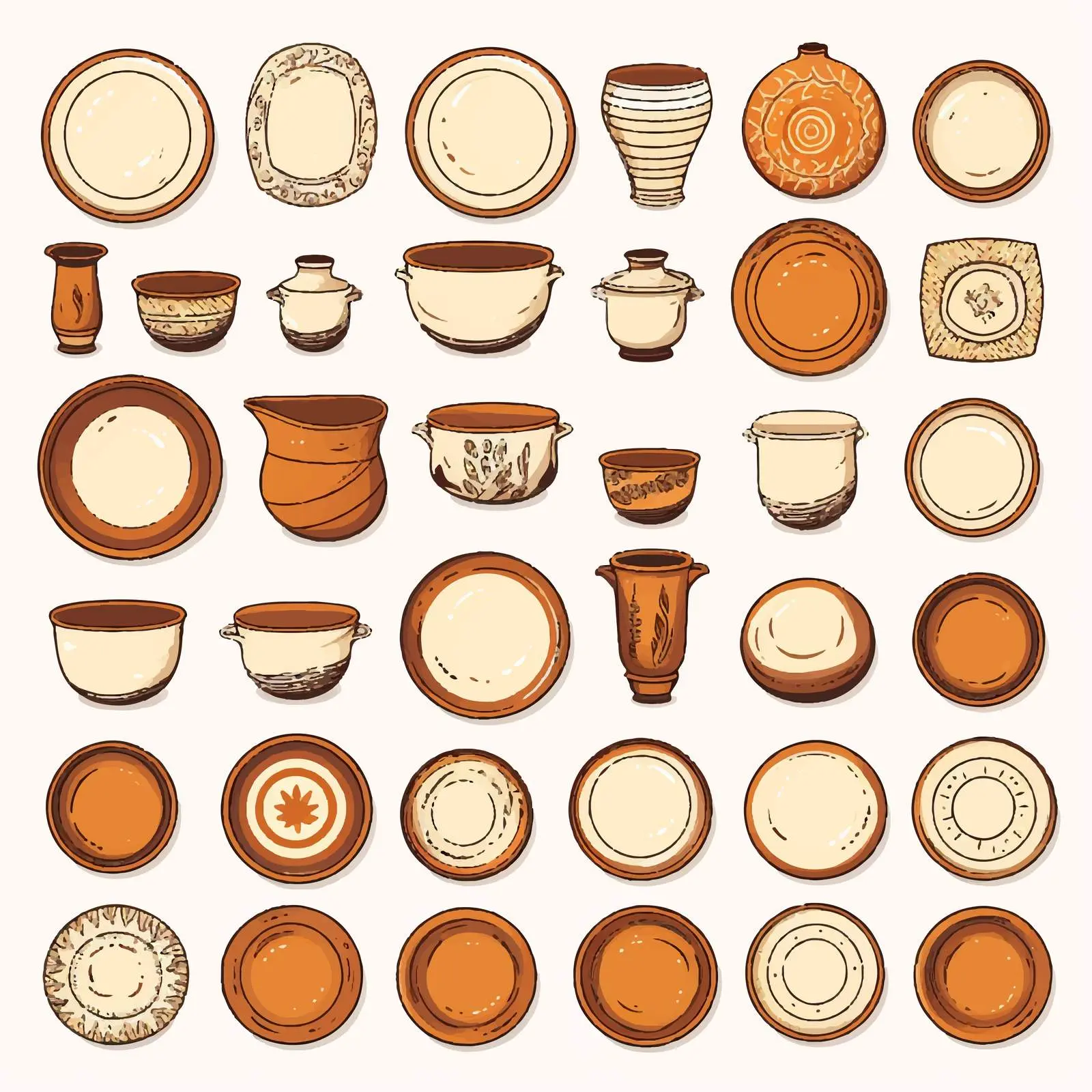 Earthenware Line Vector Illustration on White Background — free download from Dotvec