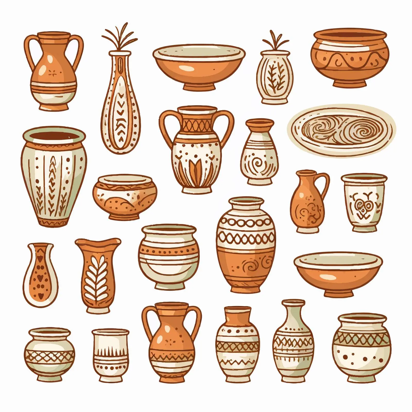 Earthenware Line Vector Illustration on White Background — free download from Dotvec