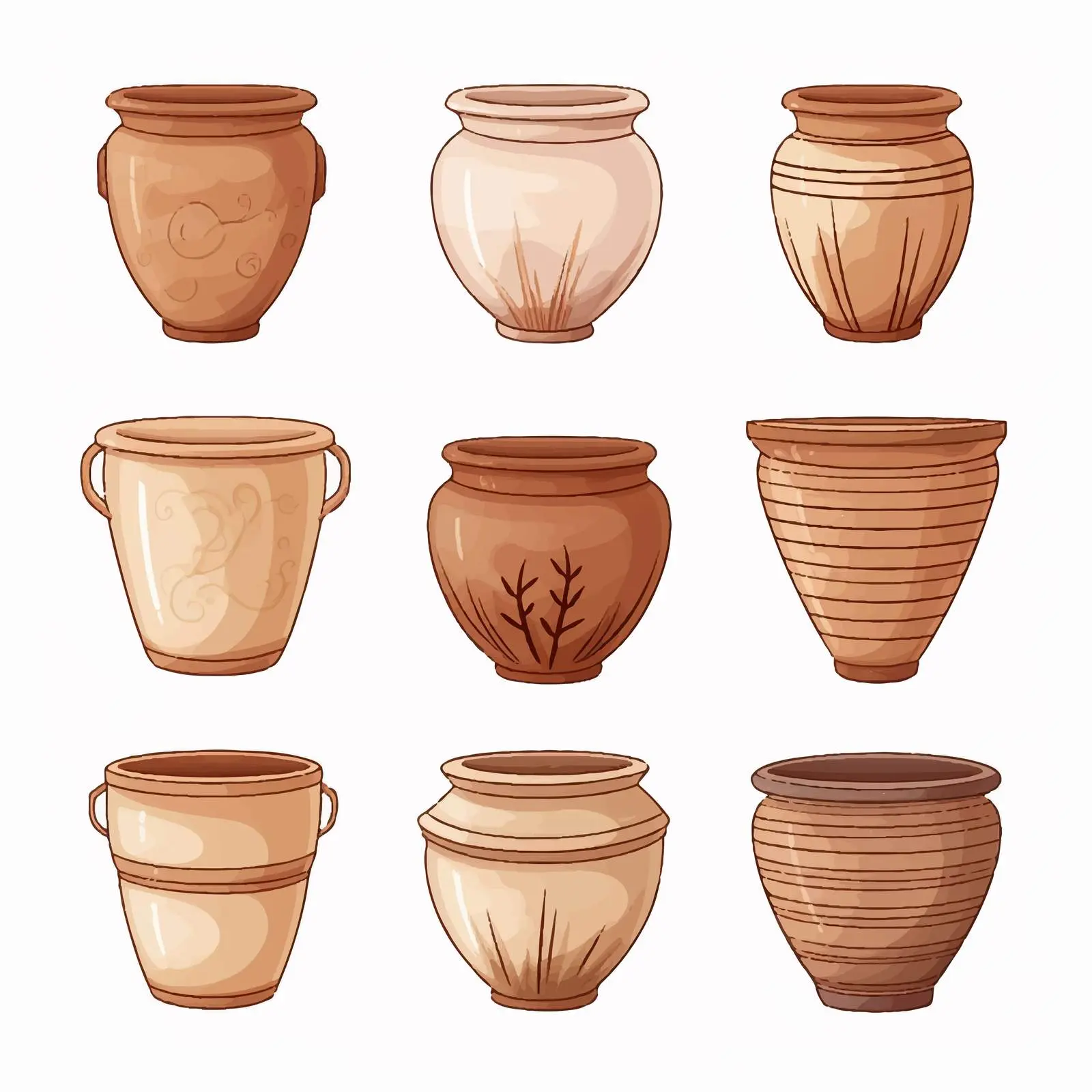 Earthenware Pot Vector Illustration on White Background — free download from Dotvec
