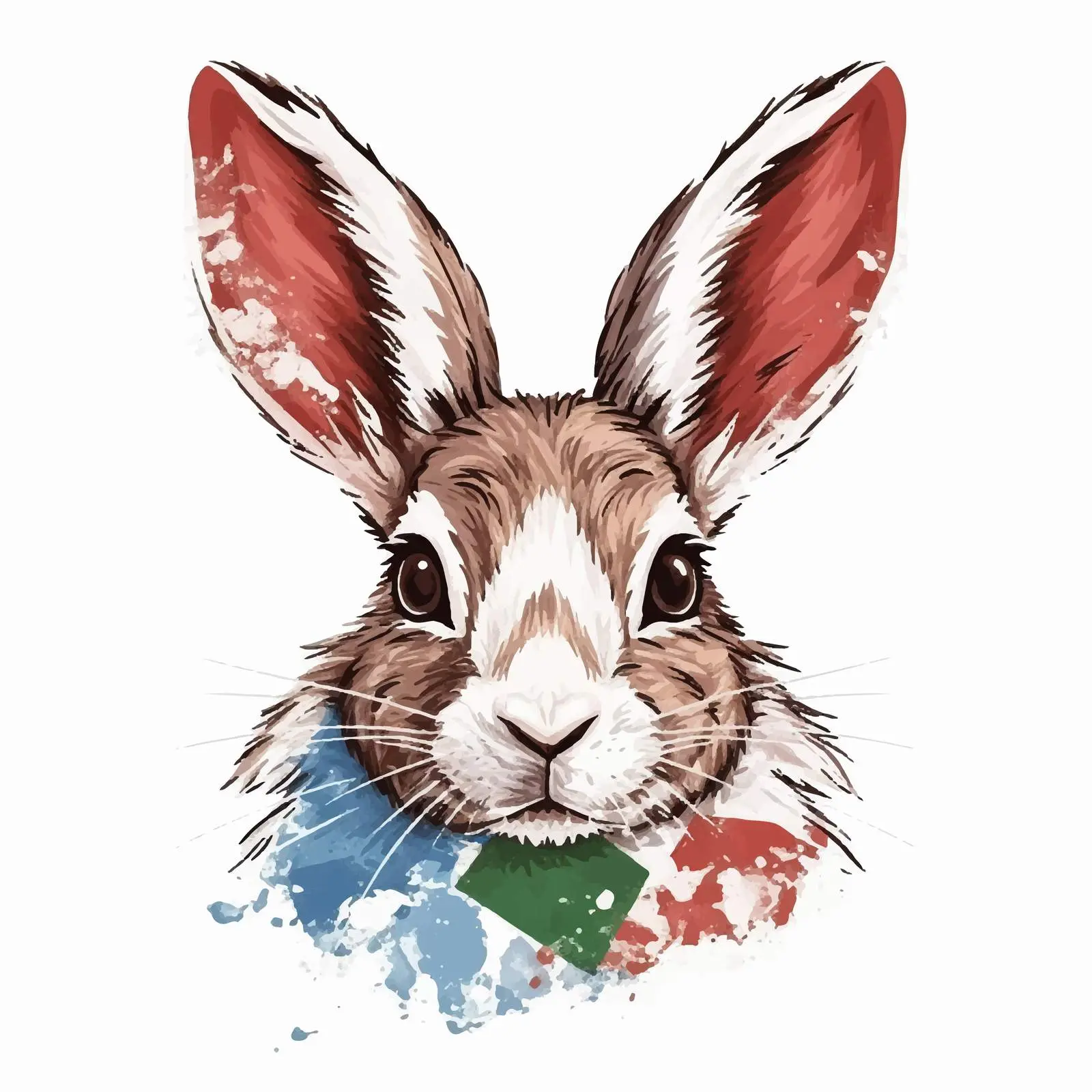 Hand-drawn Patriotic Easter Bunny Portrait – free easter egg image from Dotvec
