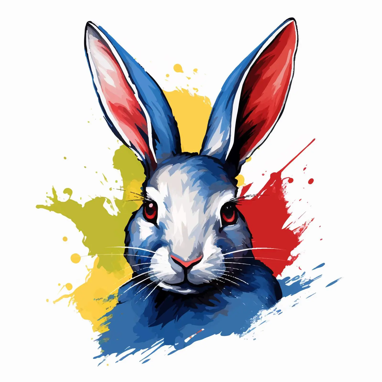 Patriotic Hand Drawn Easter Bunny Portrait — free download from Dotvec
