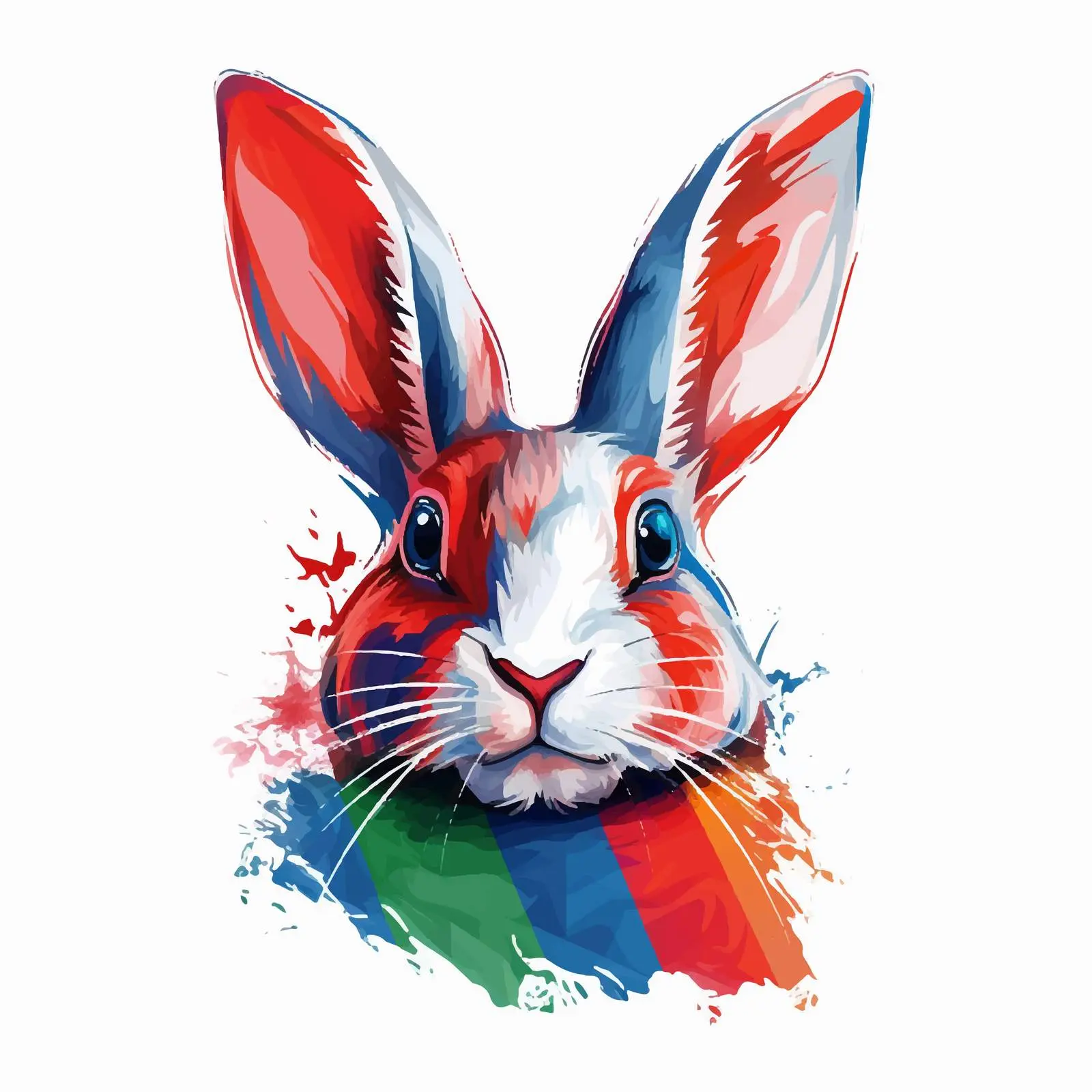 Hand-Drawn Patriotic Easter Bunny Portrait – free cute bunny image from Dotvec