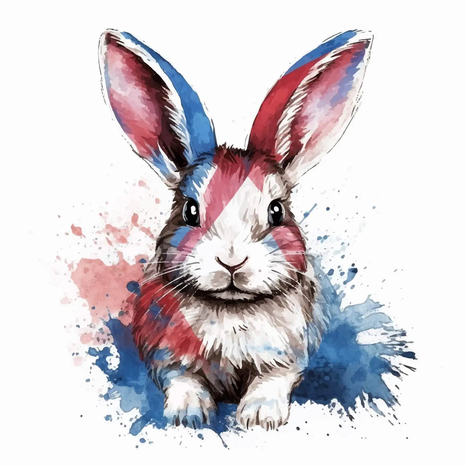 Hand-Drawn Patriotic Easter Bunny Portrait — free download from Dotvec