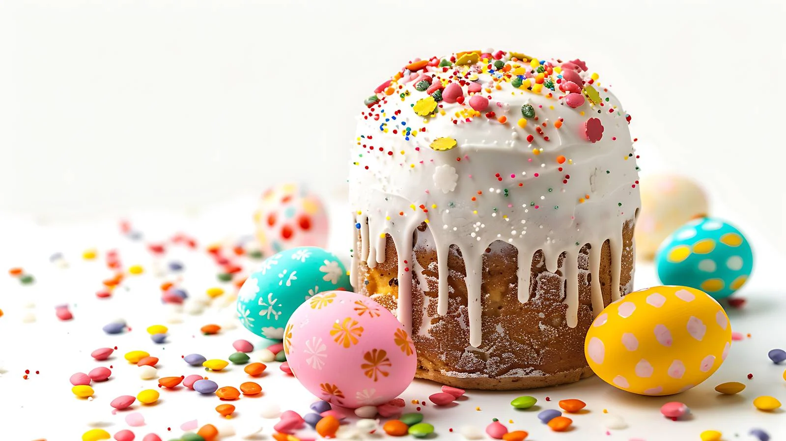 Festive Easter Cake and Bright Painted Eggs — free download from Dotvec