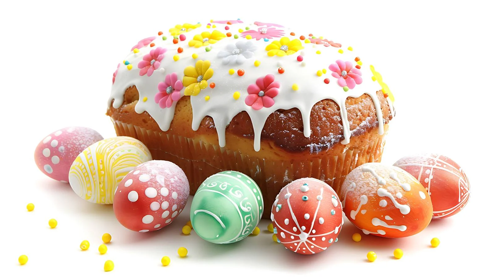 Festive Easter Cake with Vibrant Painted Eggs — free download from Dotvec