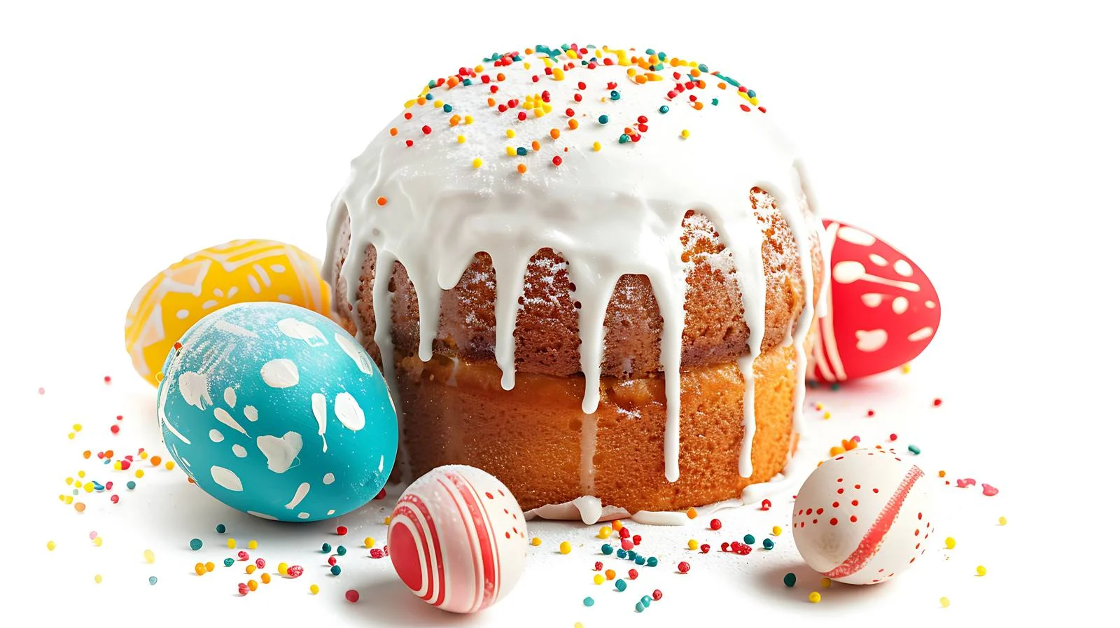 Festive Easter Cake and Vibrant Painted Eggs — free download from Dotvec