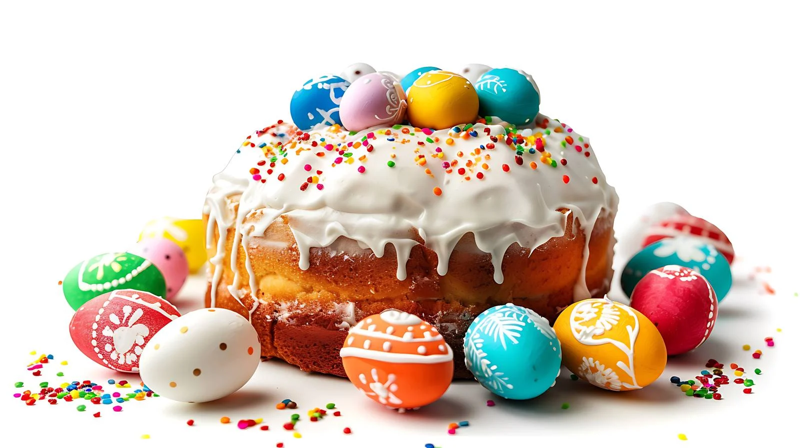 Festive Easter Cake and Vibrant Painted Eggs — free download from Dotvec