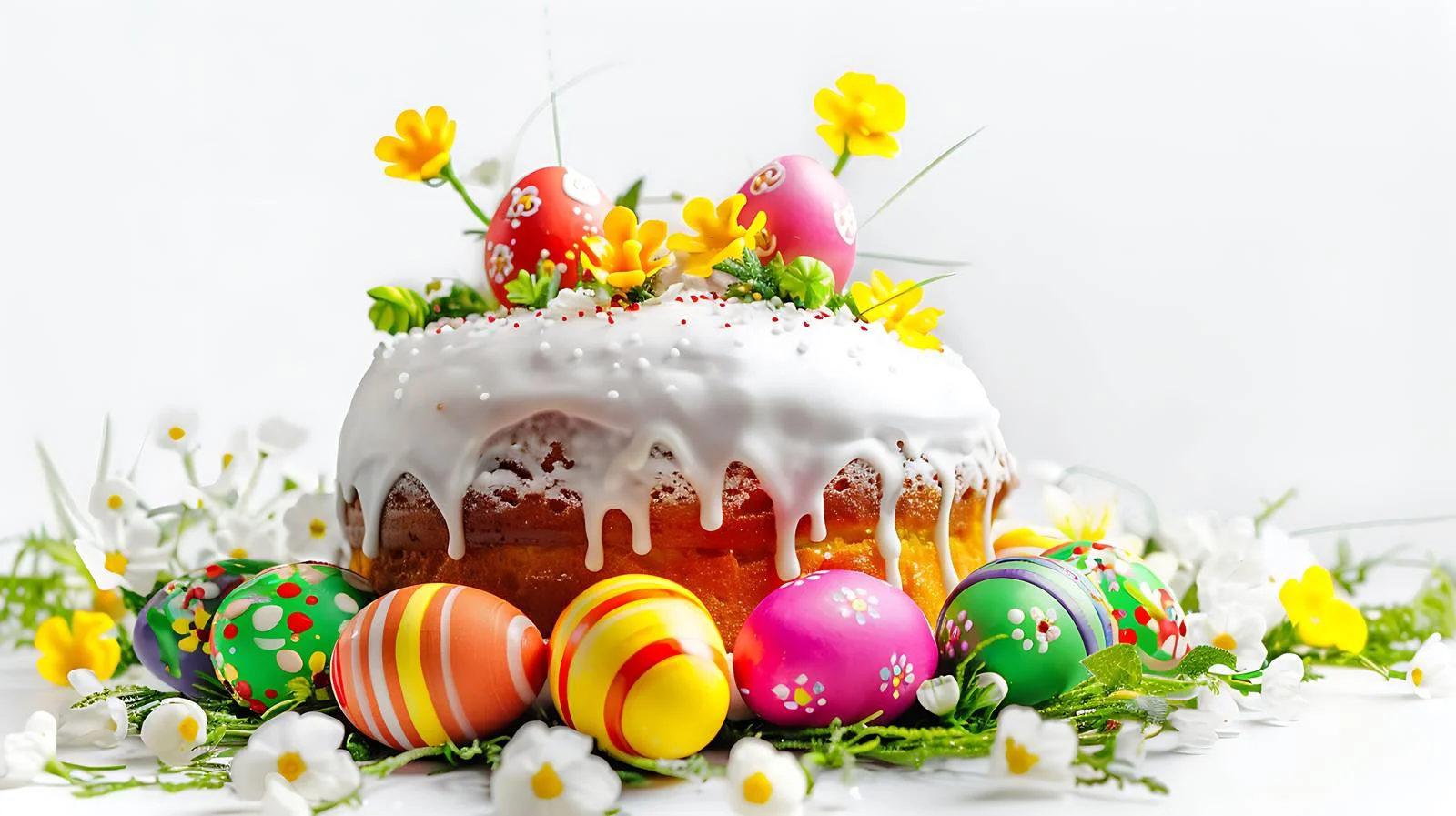 Vibrant Easter Cake and Hand-Painted Eggs — free download from Dotvec