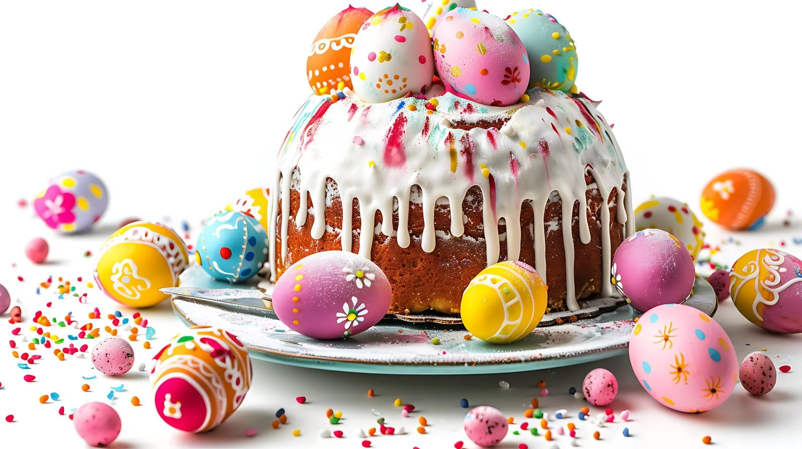 Easter Delights: Cake and Painted Eggs — free download from Dotvec
