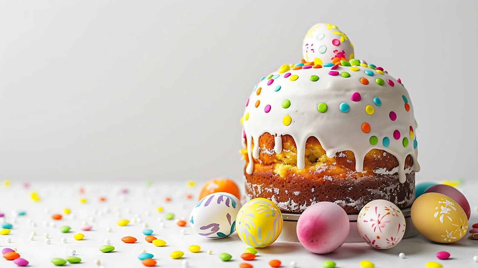 Festive Easter Cake with Colorful Painted Eggs — free download from Dotvec