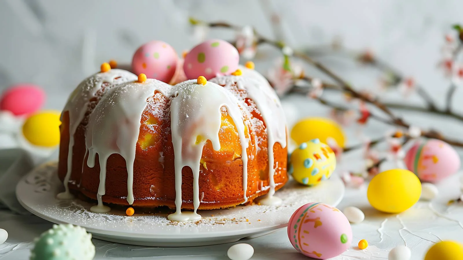 Festive Easter Cake and Colorful Painted Eggs — free download from Dotvec