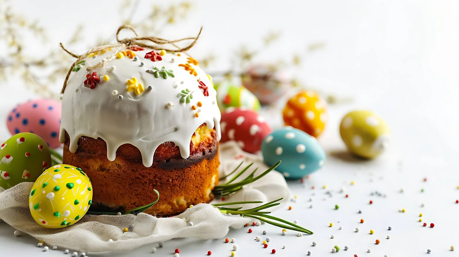 Festive Easter Cake with Colorful Painted Eggs — free download from Dotvec