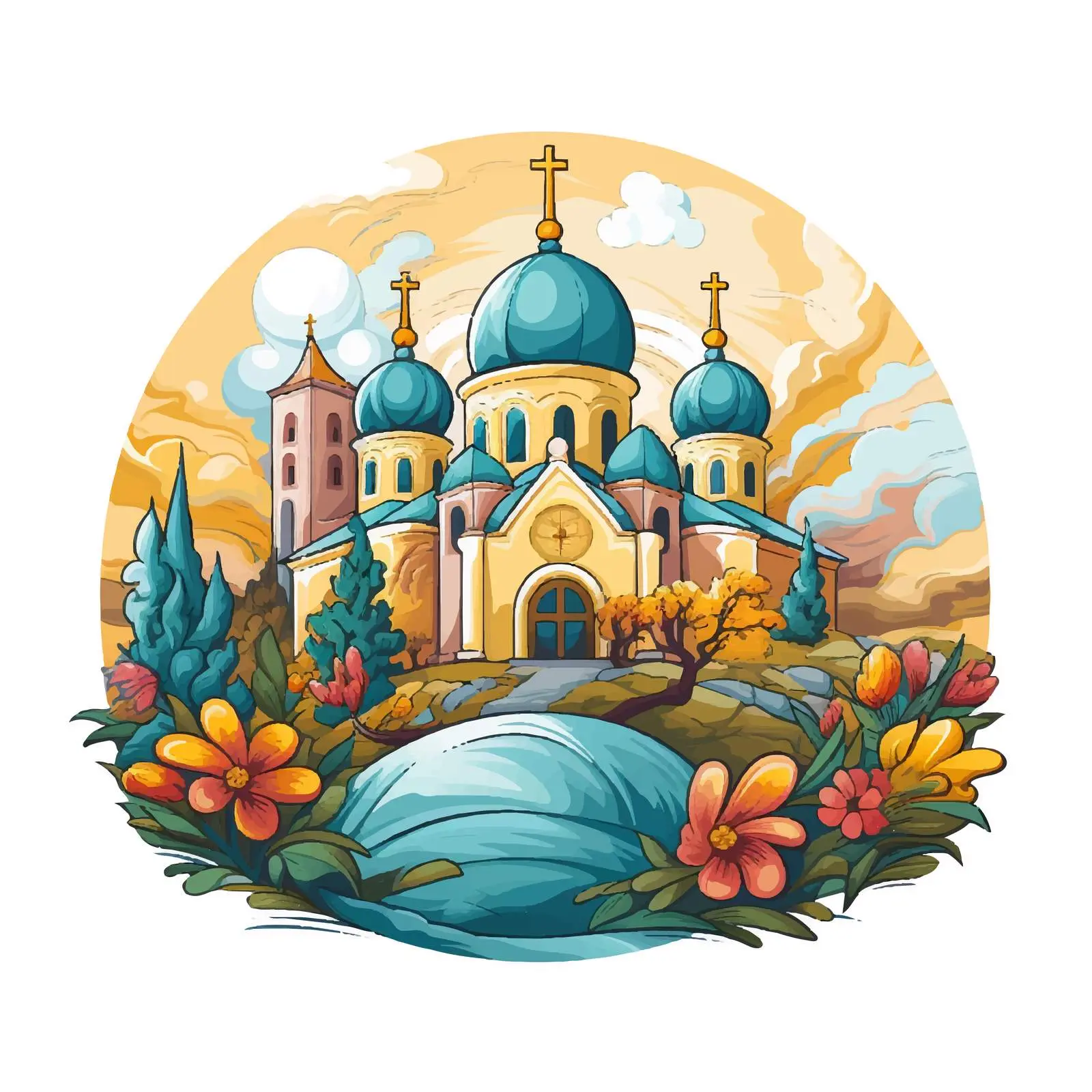 Byzantine Style Easter Christian Illustration — free download from Dotvec