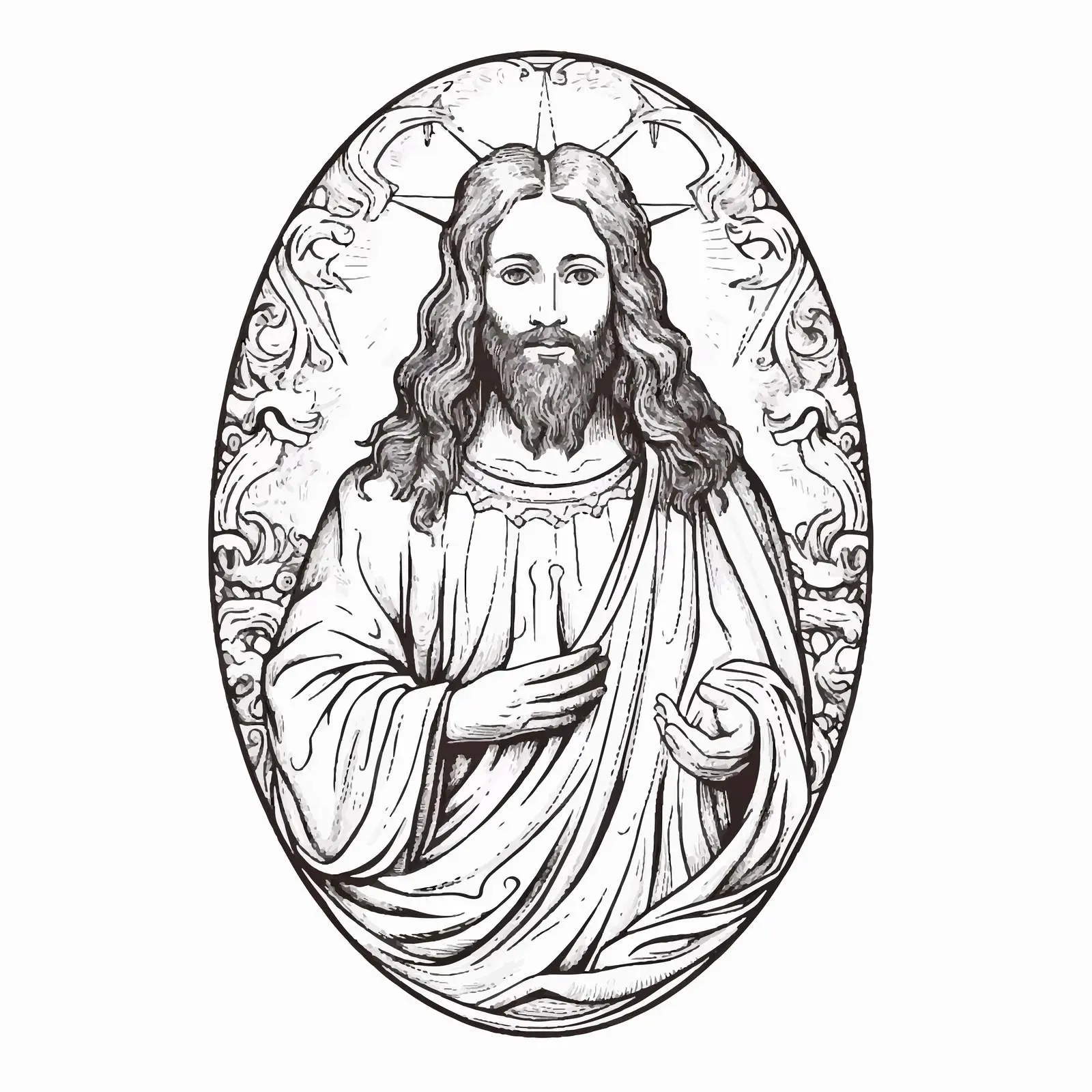 Vintage Religious Easter Egg with Jesus Illustration — free download from Dotvec