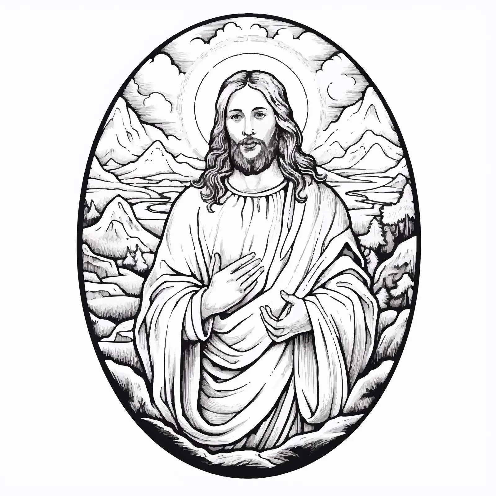 Vintage Easter Egg with Jesus Illustration — free download from Dotvec
