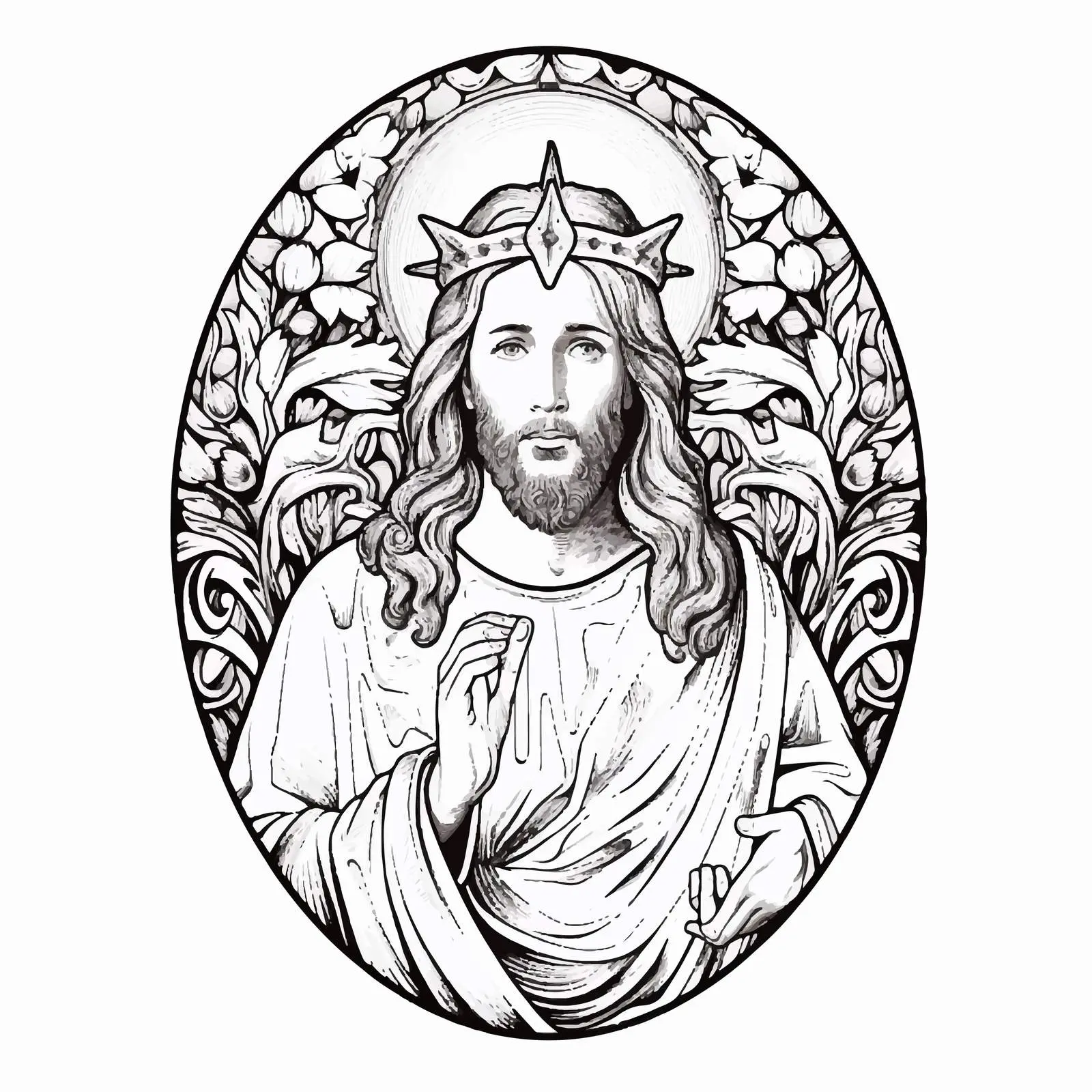 Vintage Religious Easter Egg with Jesus Illustration — free download from Dotvec