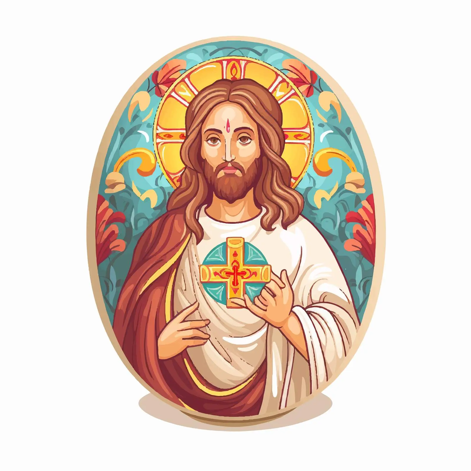 Byzantine Style Easter Egg with Jesus Christ – free easter traditions image from Dotvec