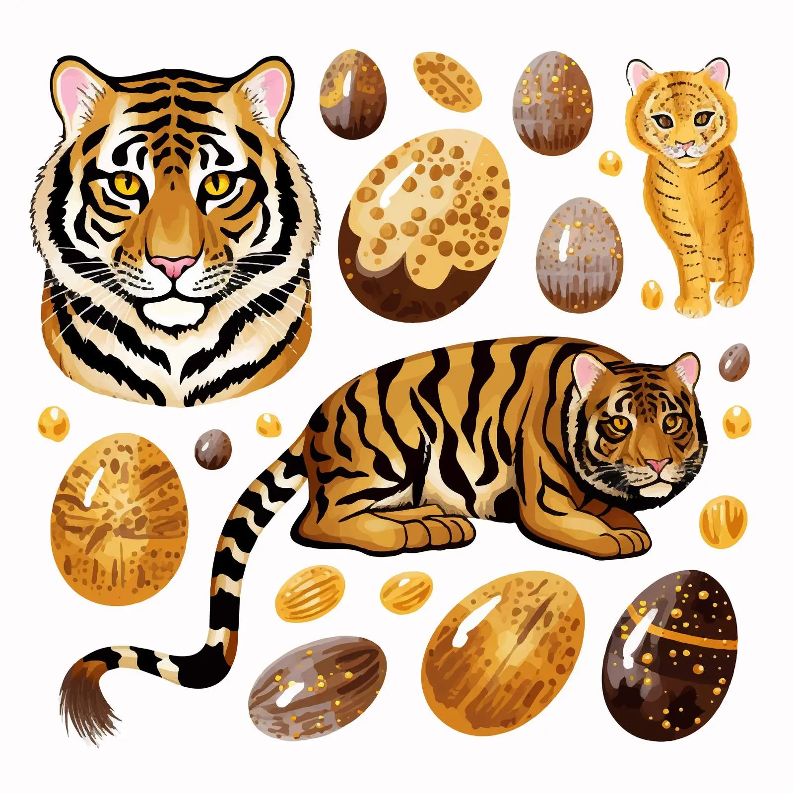 Glitter Easter Elements with Tiger Skin Print — free download from Dotvec