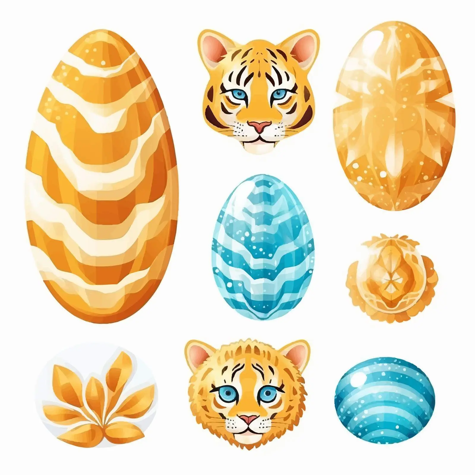 Glitter Easter Elements with Tiger Skin Print — free download from Dotvec