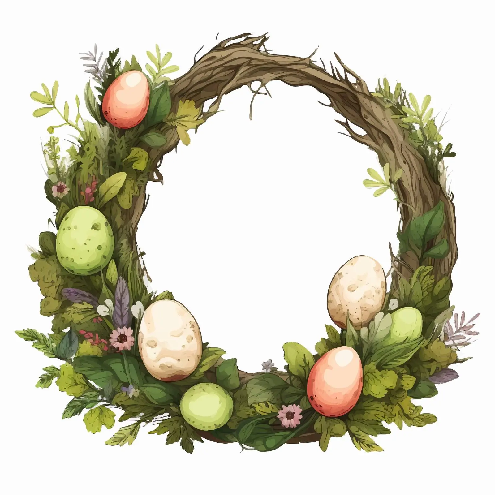 Easter Frame with Natural Materials and Flowers — free download from Dotvec