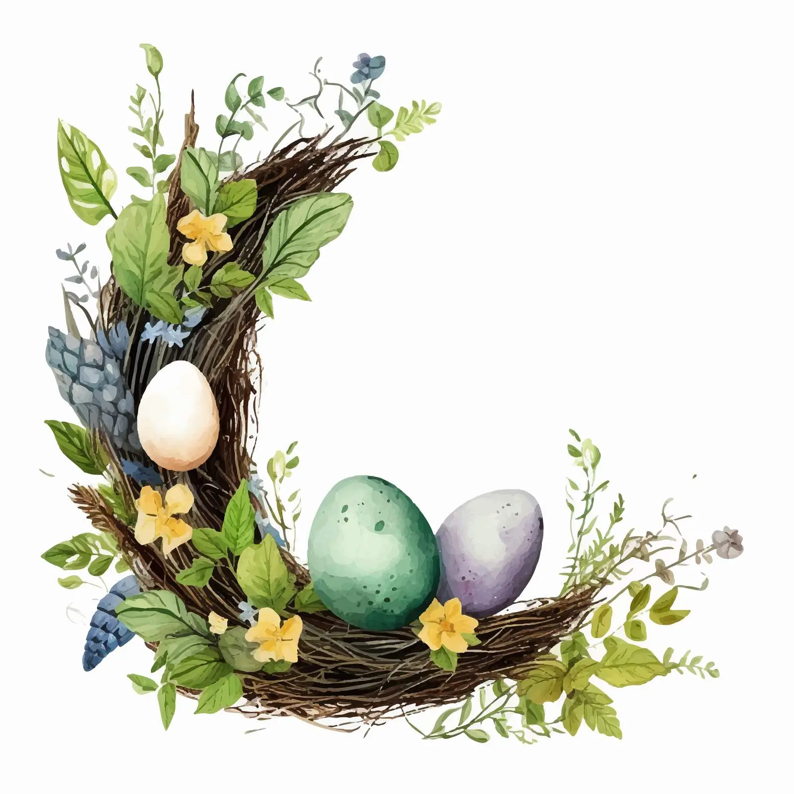 Natural Easter Frame with Moss and Flowers — free download from Dotvec