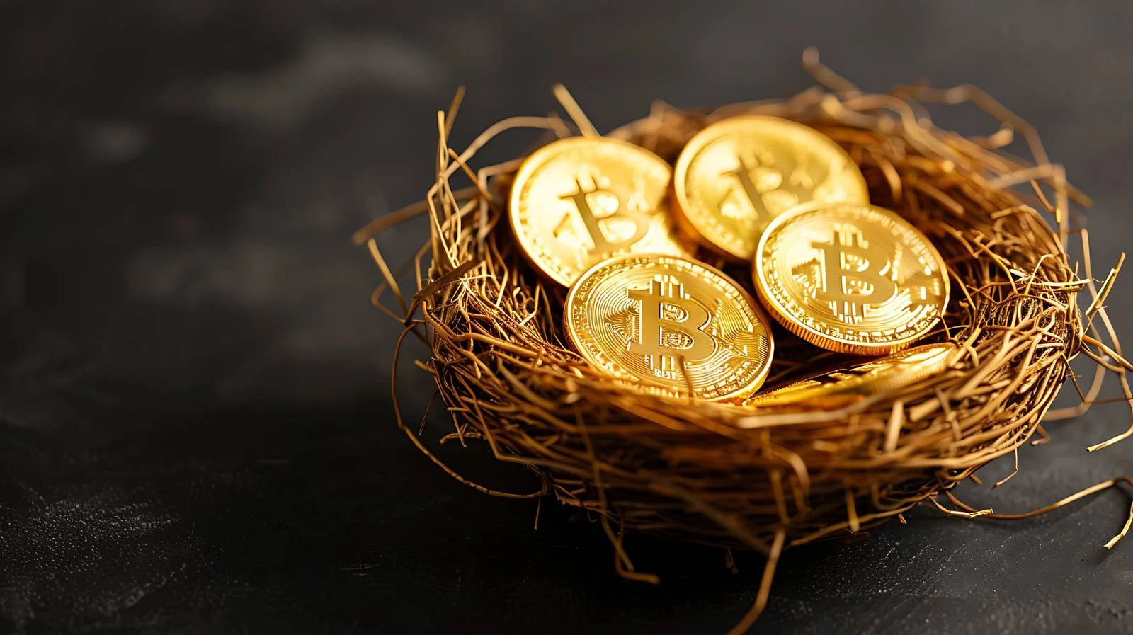 Easter Bitcoin Nest on Black Background — free download from Dotvec