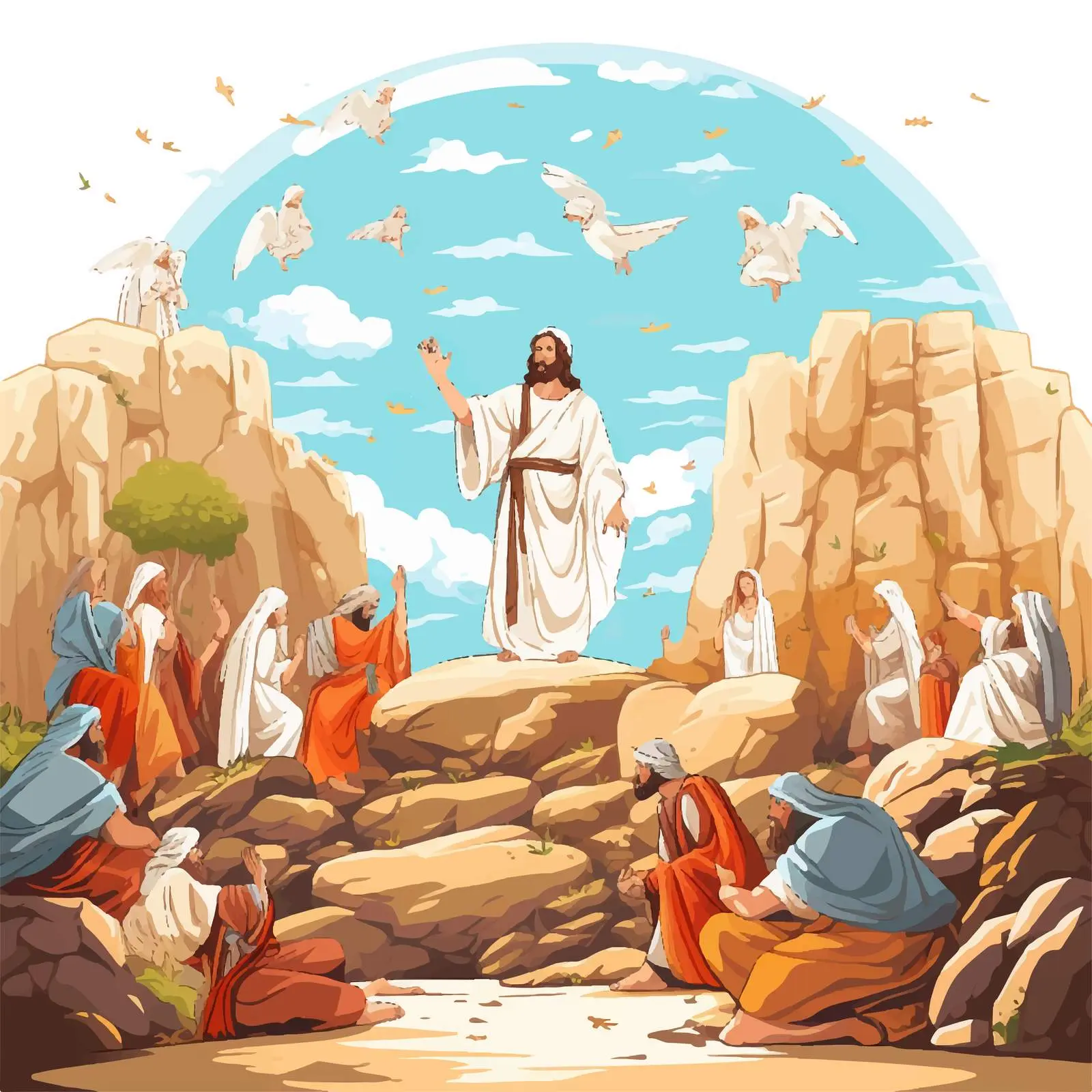 Easter Scene Illustration of Jesus Christ – free easter traditions image from Dotvec
