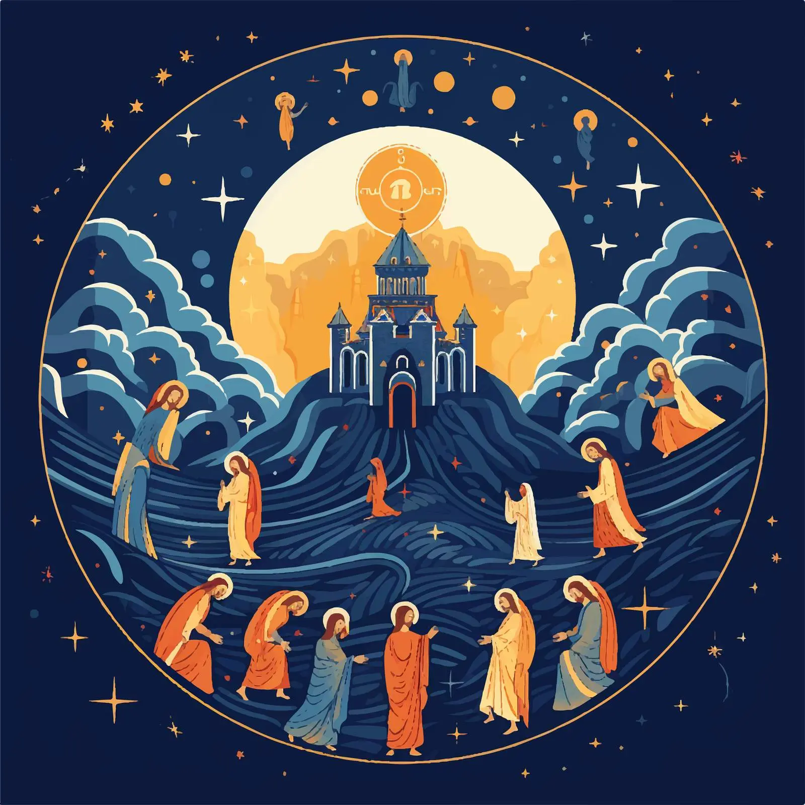 Byzantine Easter Illustration with Rich Symbolism – free religious vector image from Dotvec