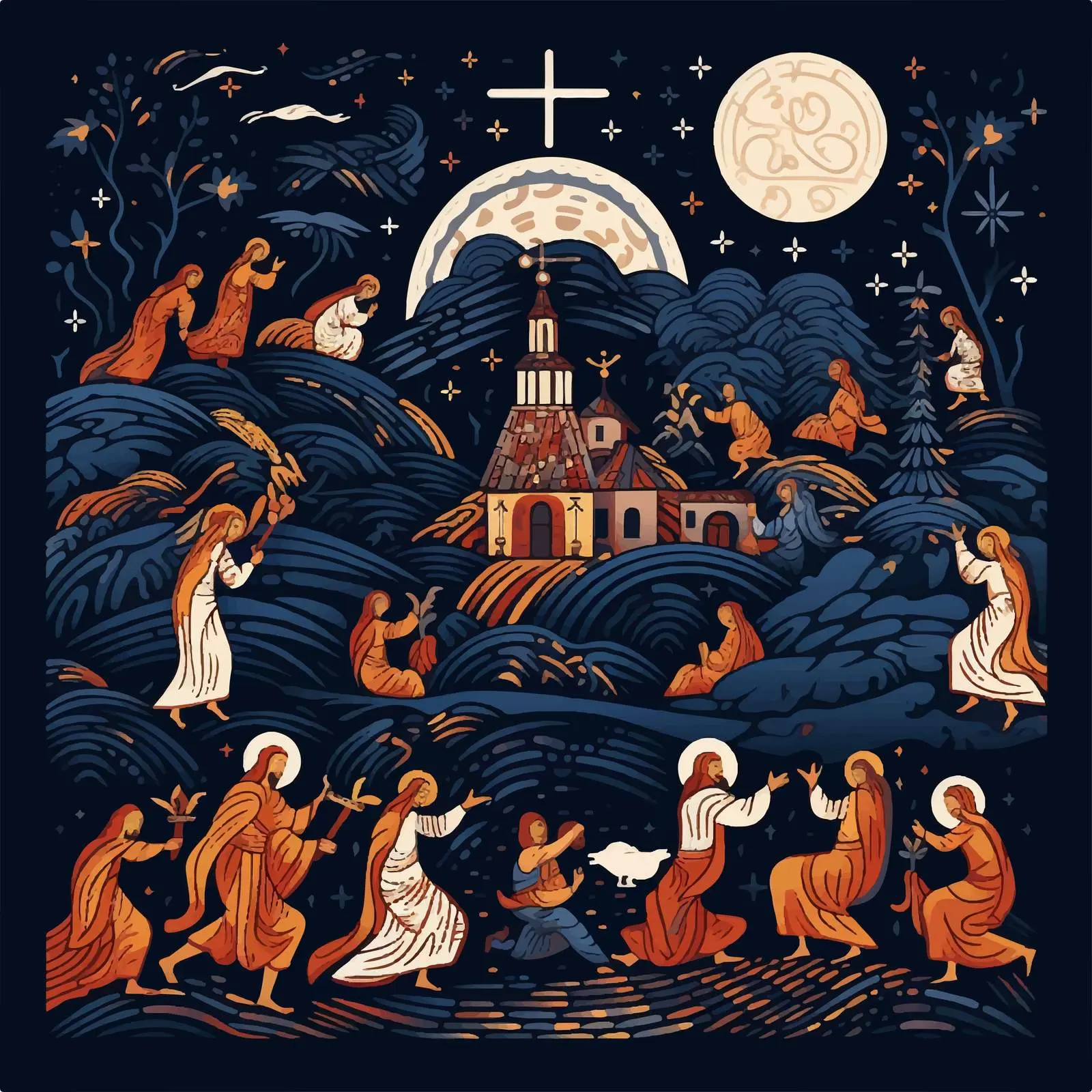 Byzantine Style Easter Illustration – free art for print image from Dotvec