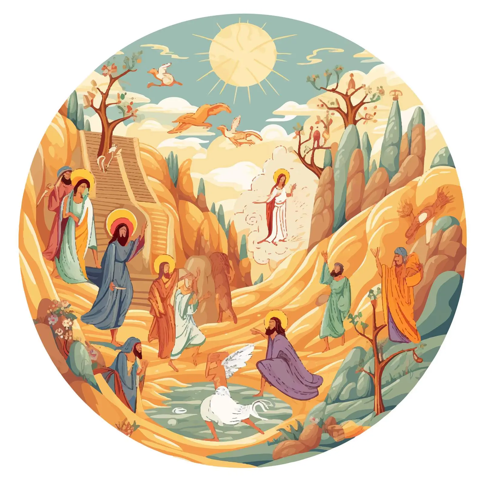 Byzantine Style Easter Fresco Illustration — free download from Dotvec