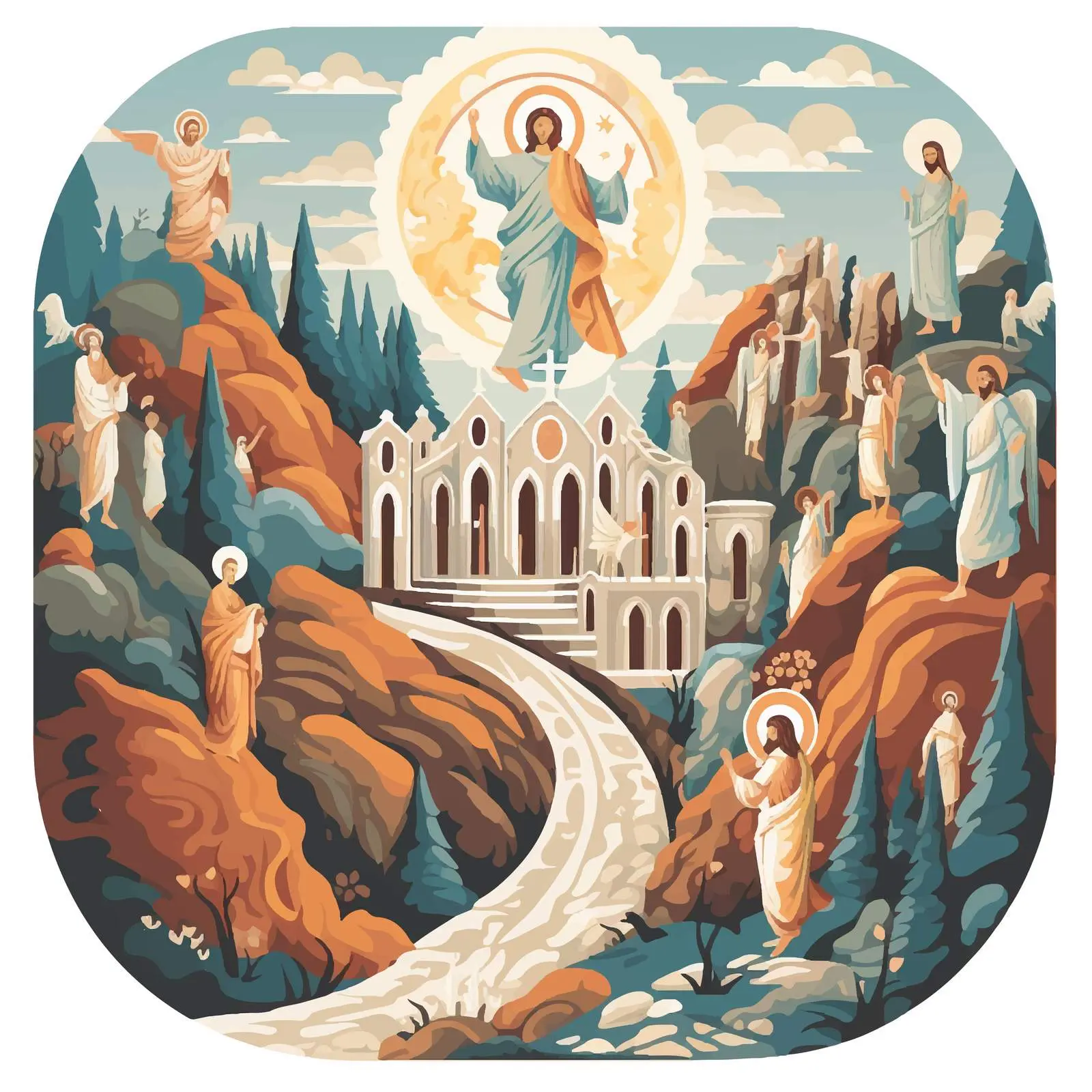 Byzantine Style Easter Illustration Fresco – free easter traditions image from Dotvec