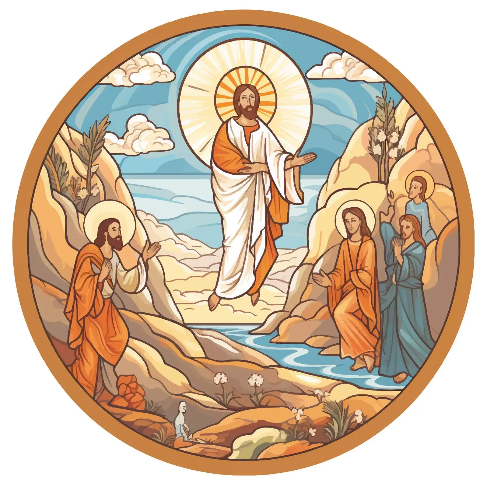 Byzantine Style Easter Fresco Illustration Sketch – free artistic interpretation image from Dotvec