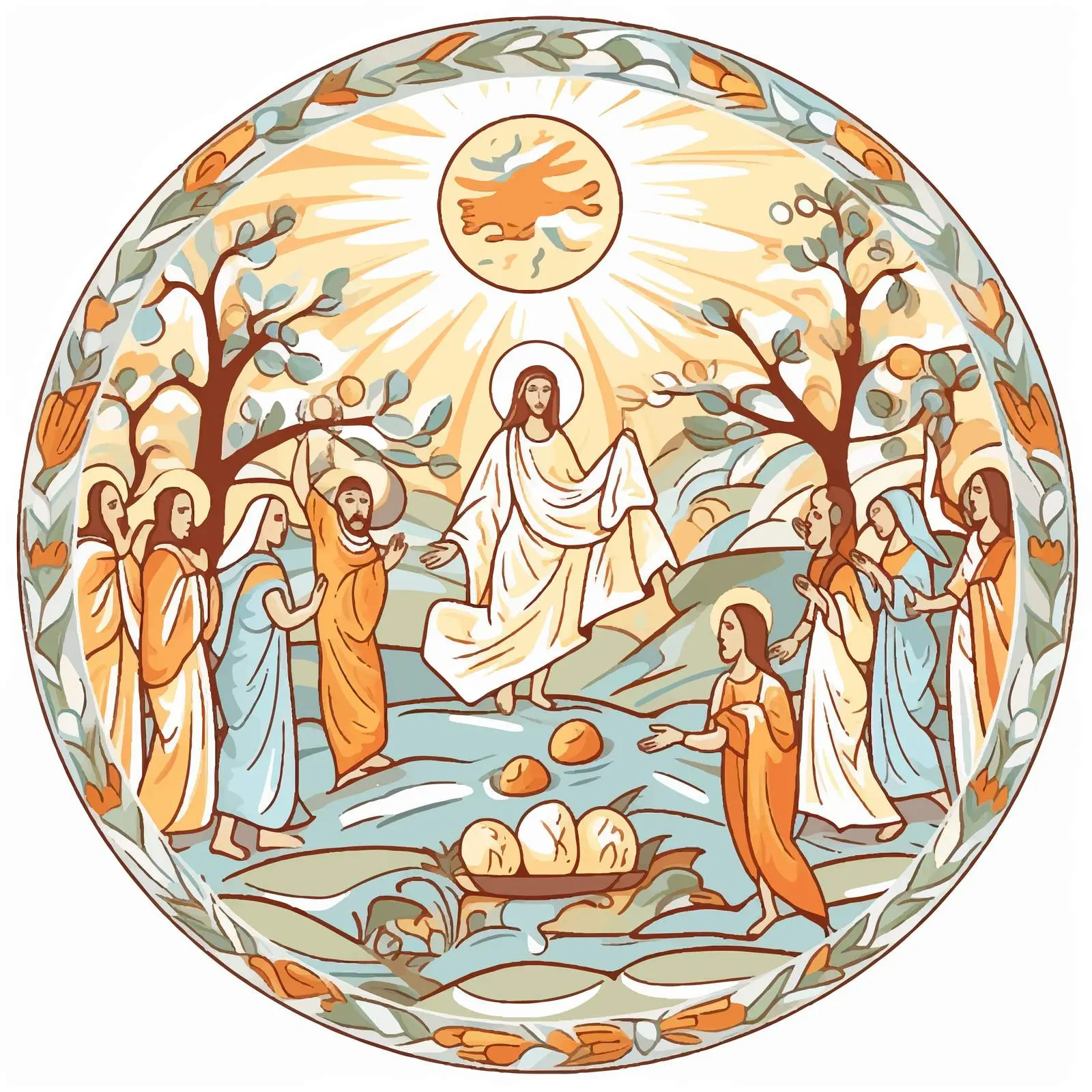 Byzantine Style Easter Fresco Illustration – free easter traditions image from Dotvec