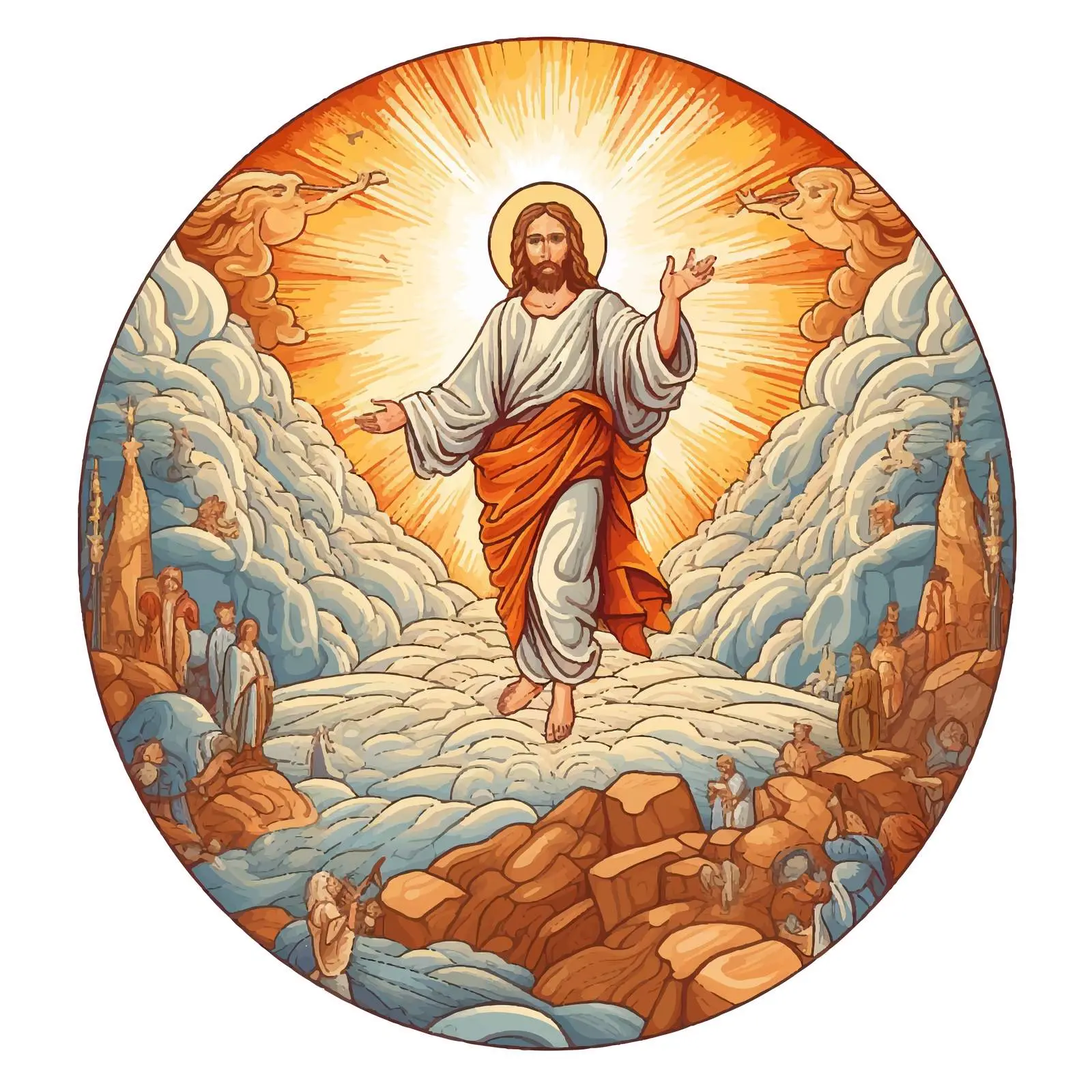 Byzantine Style Easter Fresco Illustration Sketch — free download from Dotvec