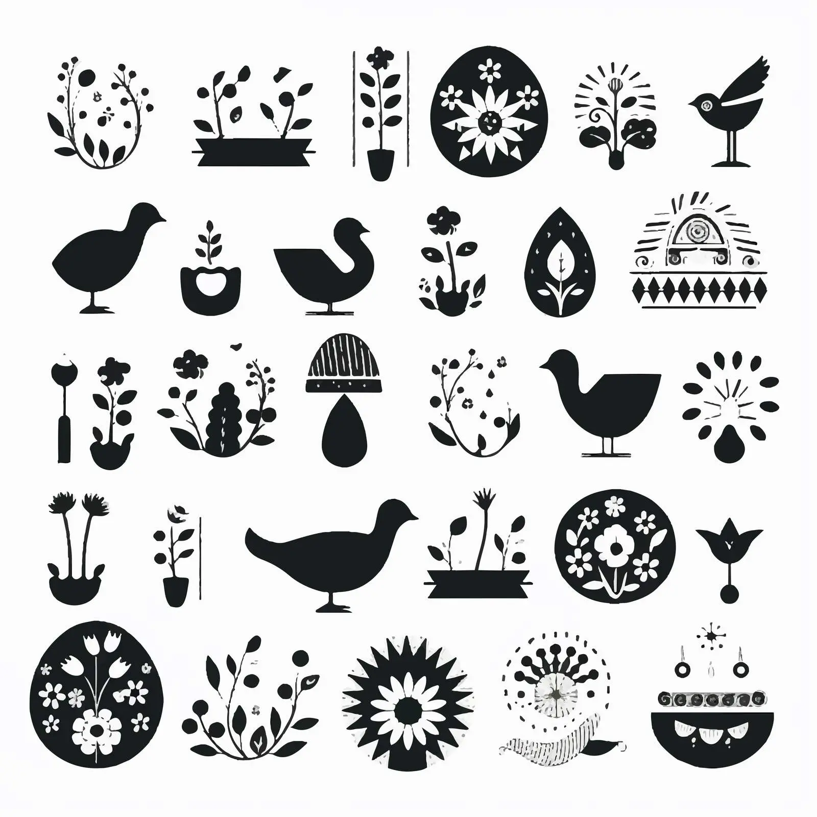 Easter Silhouettes Elements Set Isolated Design — free download from Dotvec