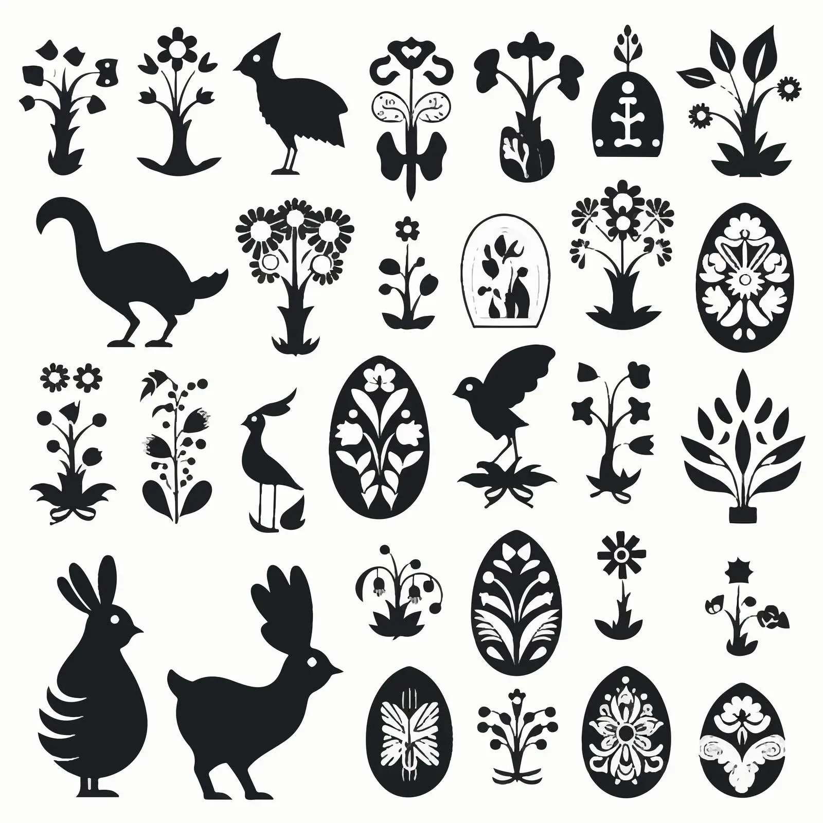 Easter Silhouettes Elements Set Isolated White – free easter traditions image from Dotvec