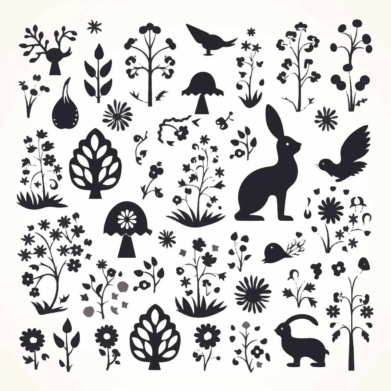 Easter Silhouettes Elements Set Isolated on White – free holiday graphics image from Dotvec