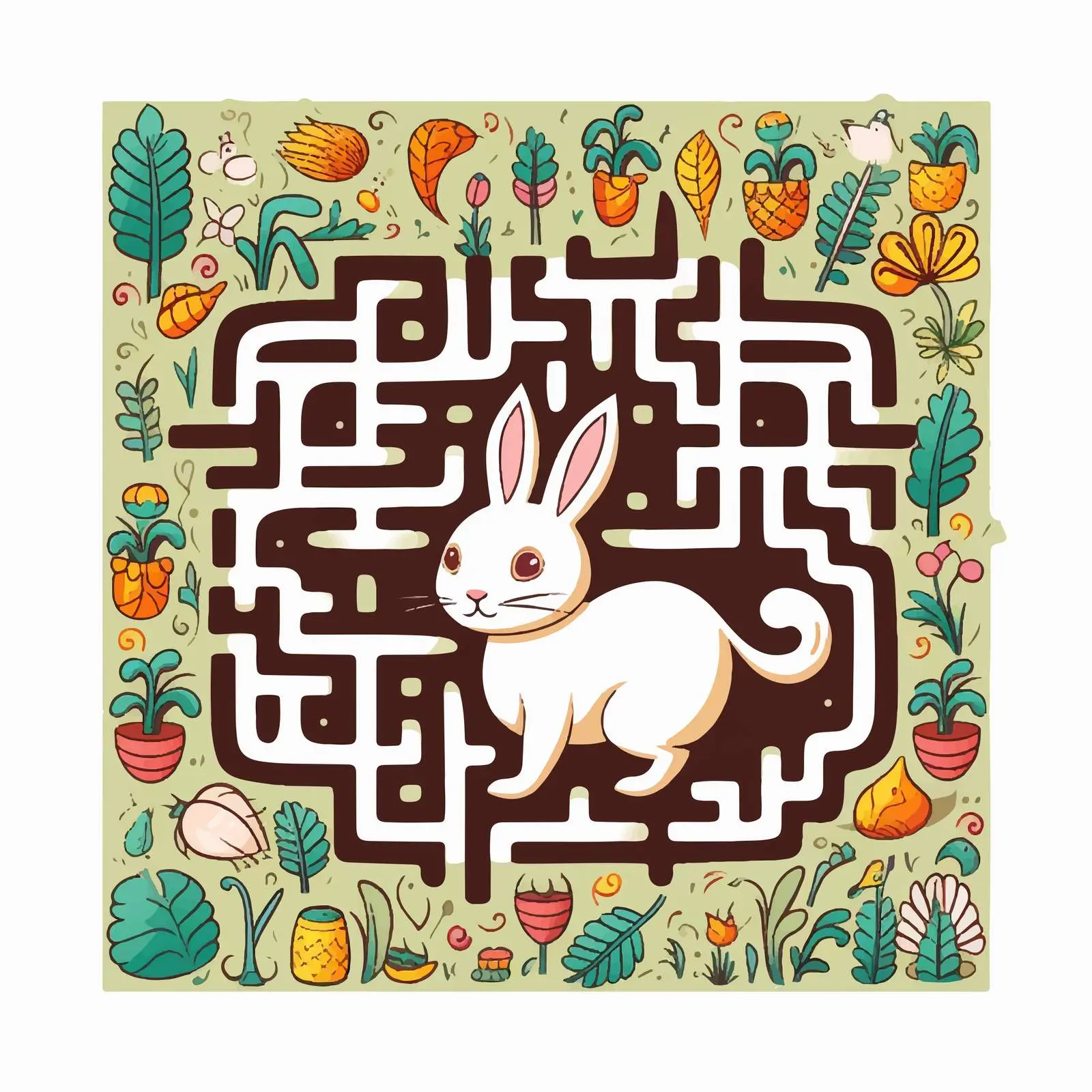 Easter Themed Square Maze Puzzle for Kids — free download from Dotvec