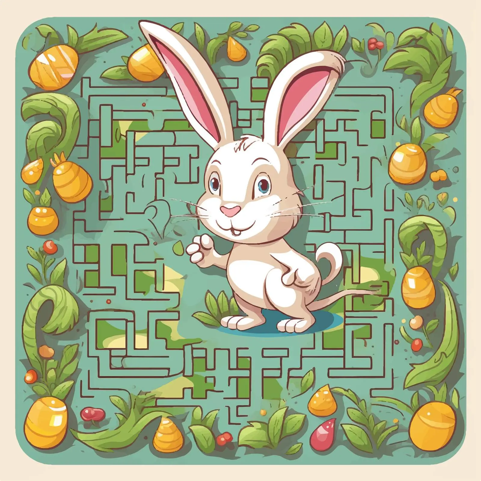 Easter Themed Square Maze Puzzle for Kids — free download from Dotvec