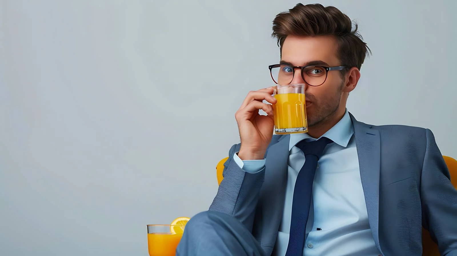 Relaxed Businessman in Office Drinking Juice — free download from Dotvec