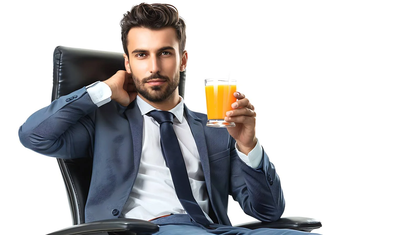 Relaxed Businessman Having Juice in Office — free download from Dotvec