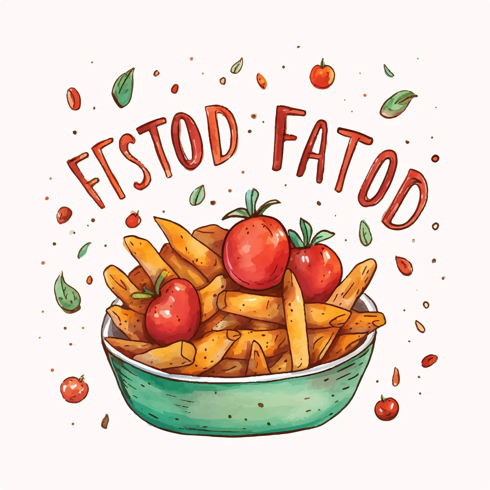 Fried Potatoes and Tomatoes Illustration — free download from Dotvec