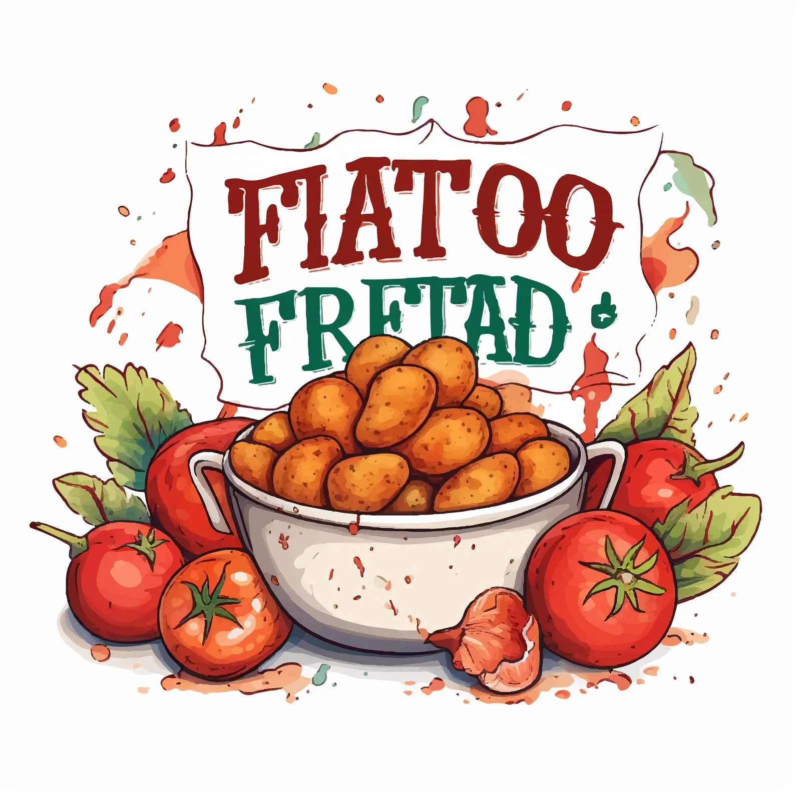 Fried Potatoes and Tomatoes Hand Lettering Art – free culinary creativity image from Dotvec