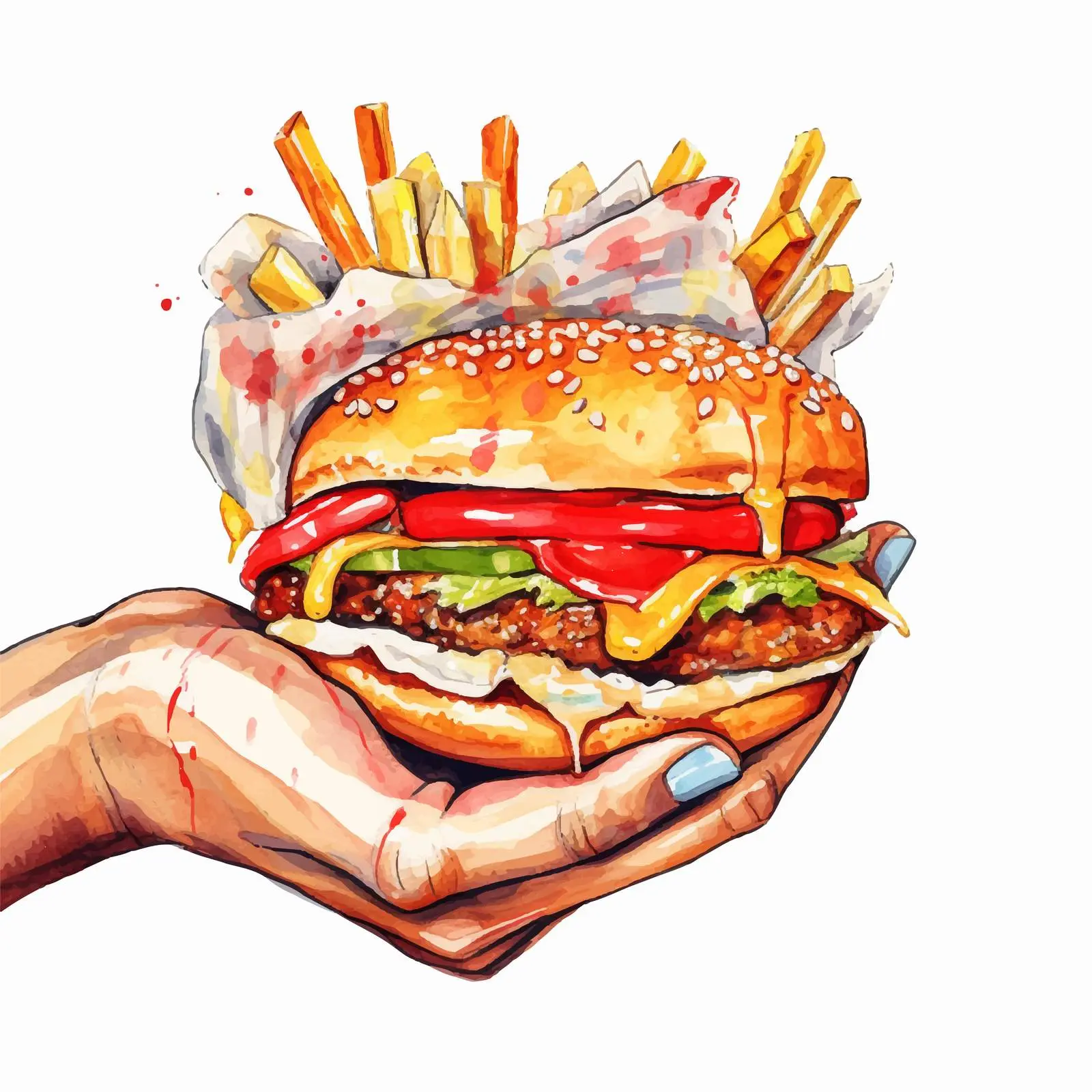 Enjoying a Saucy Hamburger on the Street — free download from Dotvec