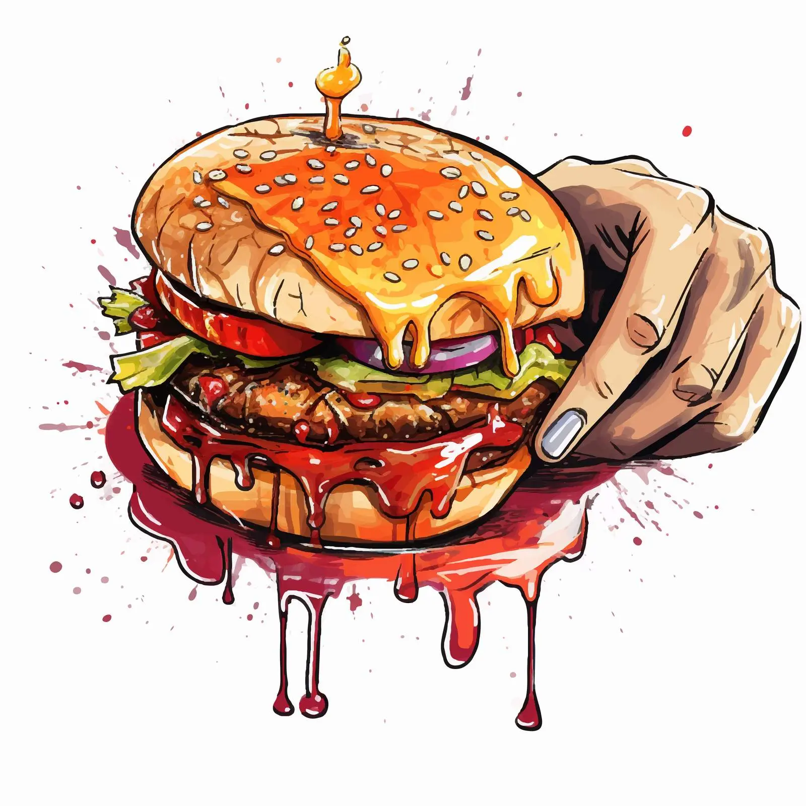 Enjoying a Hamburger with Stylish Long Nails – free grilled meat image from Dotvec