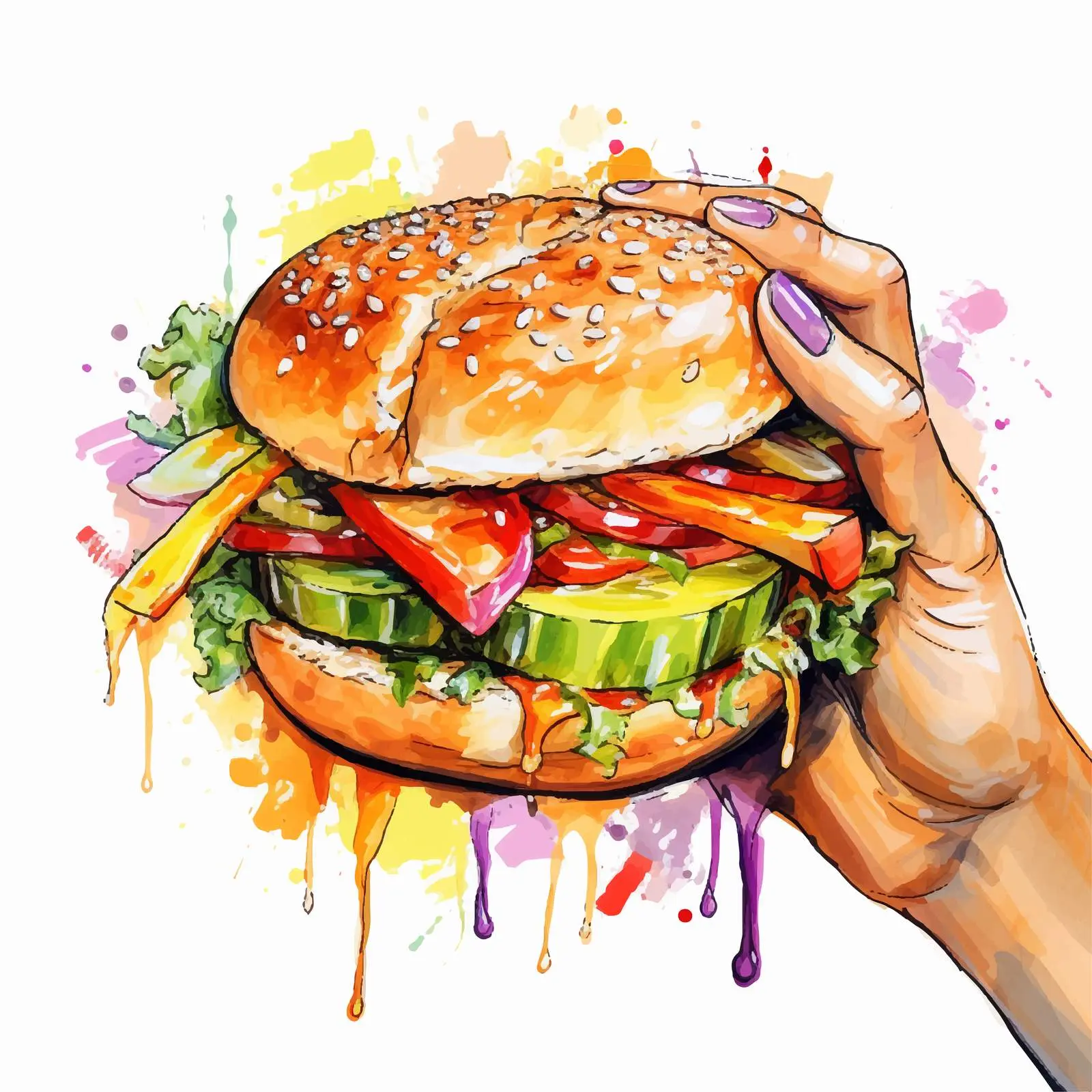 Enjoying a Saucy Hamburger on the Street – free street vendor image from Dotvec