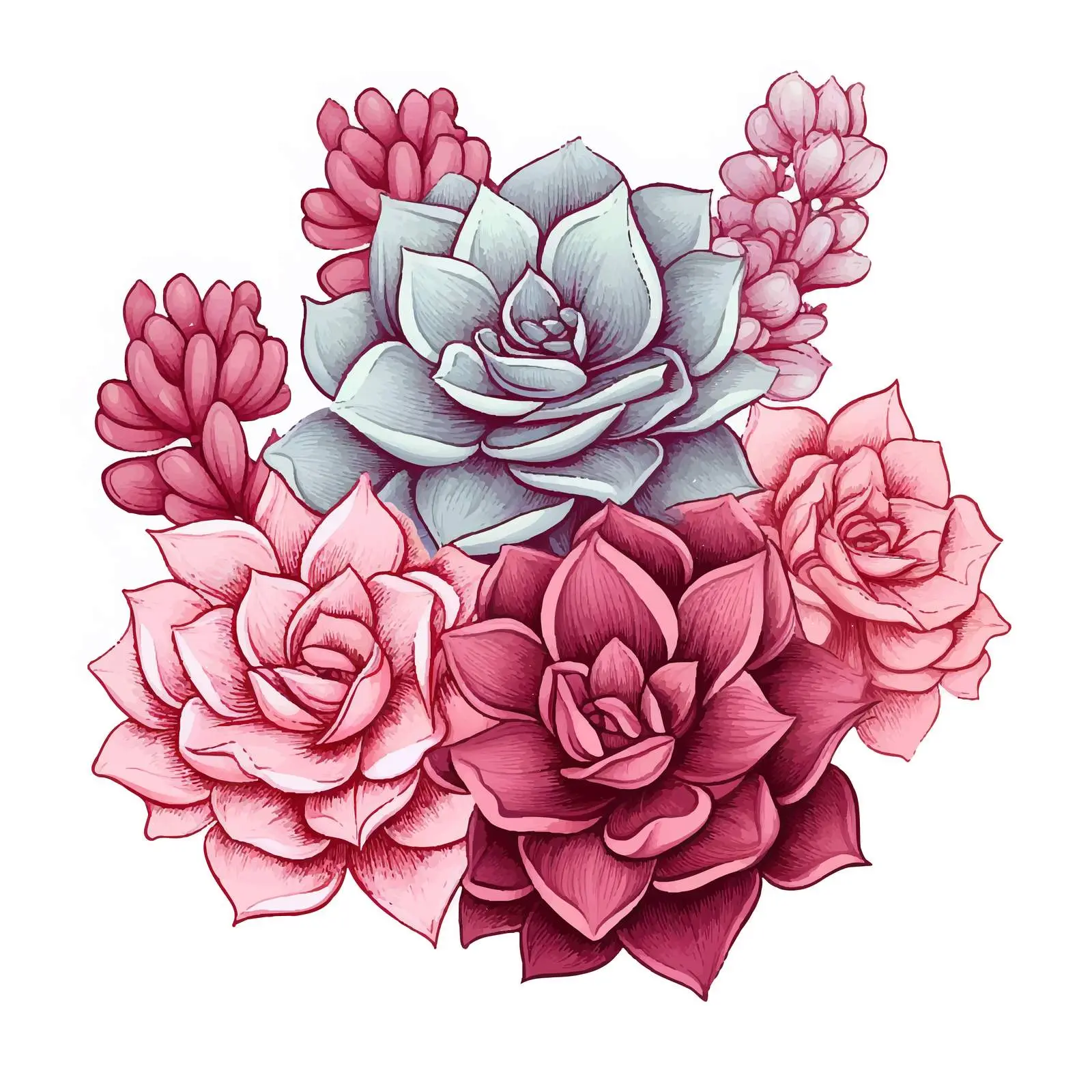 Isolated Echeveria Plants on White Background – free echeveria image from Dotvec