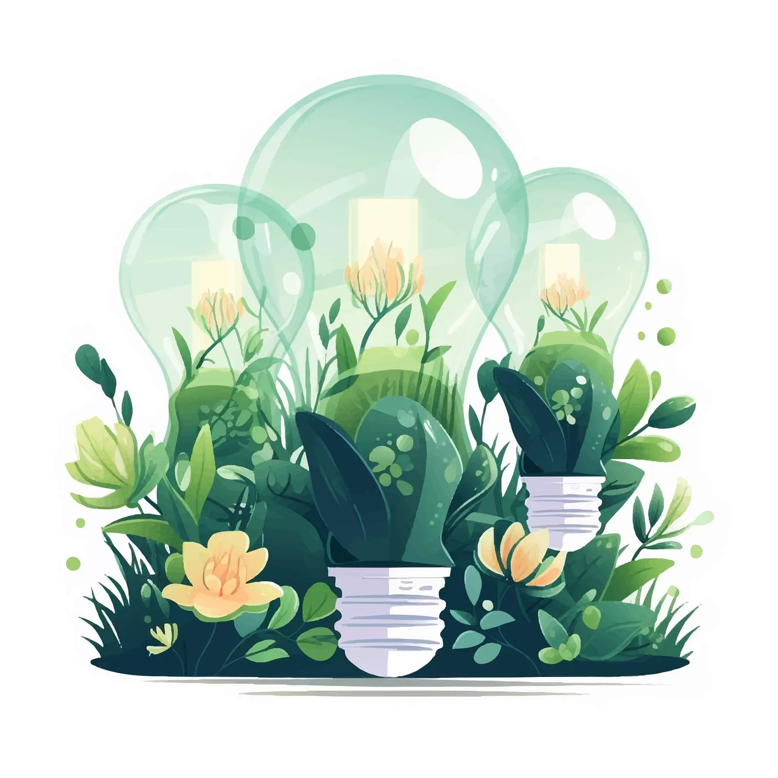 Eco-Friendly Artistic Light Bulbs in Nature – free eco art image from Dotvec